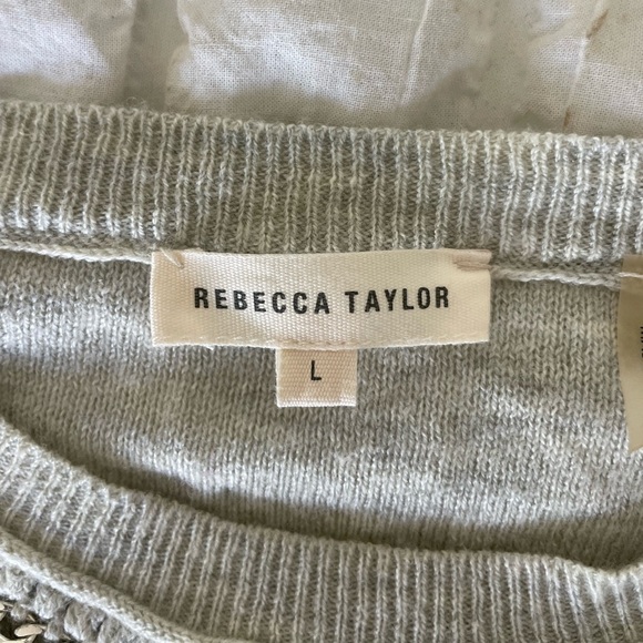 Rebecca Taylor Lambswool Cashmere blend Soft Gray Knit sweater top - Picture 4 of 9
